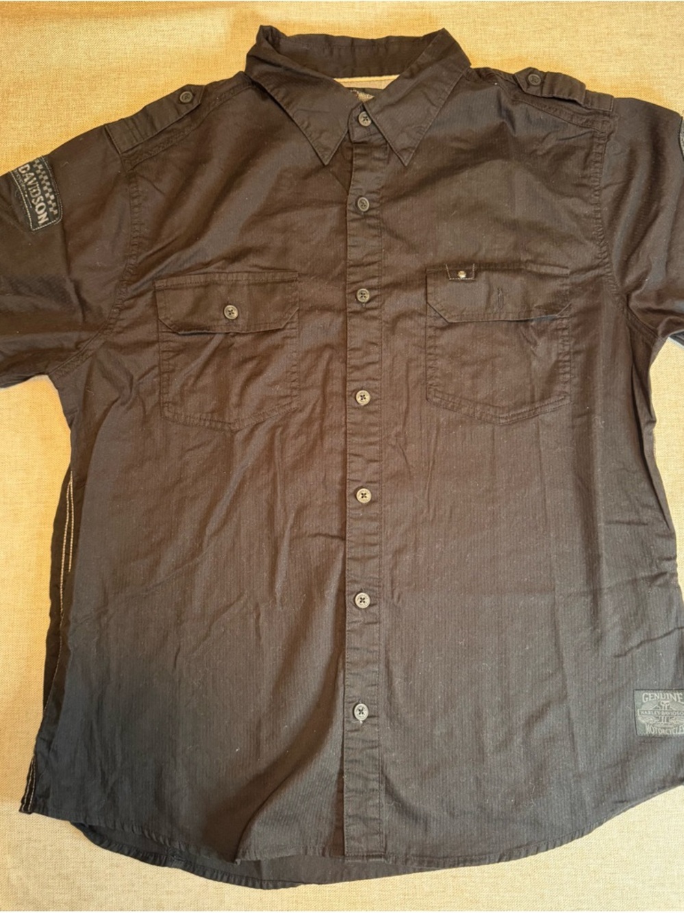 Harley-Davidson Men's Black Casual Button-Down Shirt-size XL(23x29)